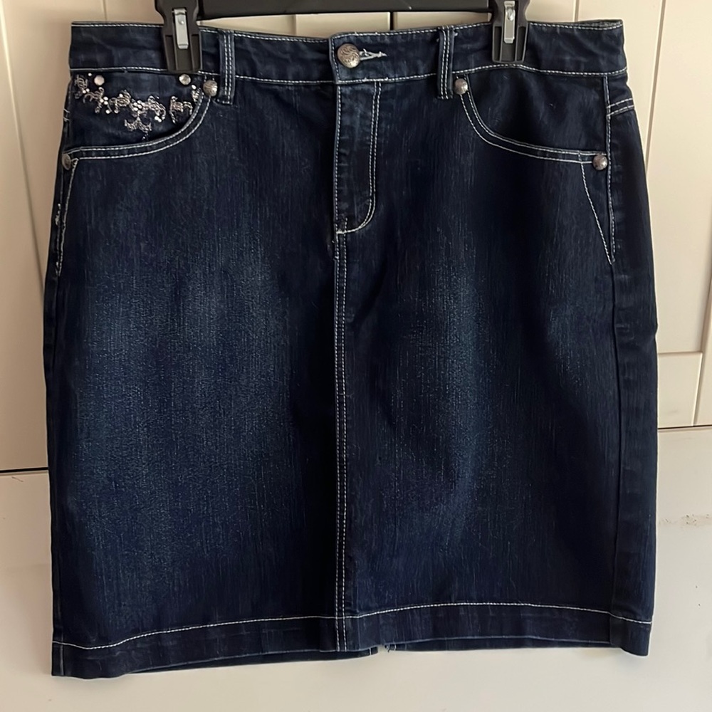 Denim skirt, Style & Co, embellished pockets